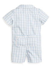 Load image into Gallery viewer, Light Blue Gingham Romper