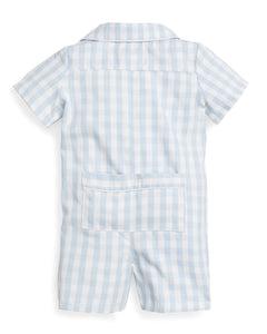 Light Blue Gingham Romper