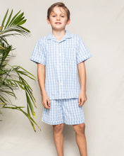Load image into Gallery viewer, Light Blue Gingham Shorts Set