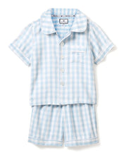 Load image into Gallery viewer, Light Blue Gingham Shorts Set