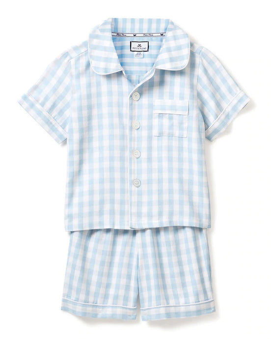 Light Blue Gingham Shorts Set