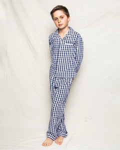 Navy Gingham Button Down Set