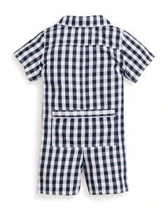 Navy Gingham Romper