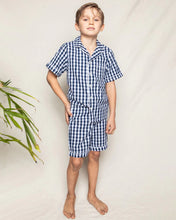 Load image into Gallery viewer, Navy Gingham Shorts Set