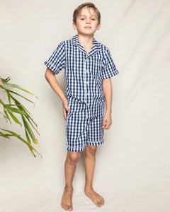Navy Gingham Shorts Set