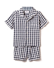 Load image into Gallery viewer, Navy Gingham Shorts Set