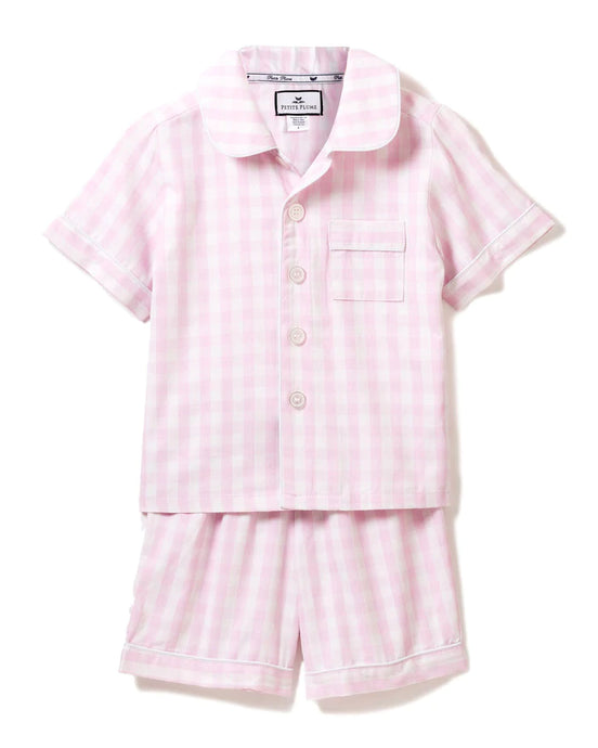 Pink Gingham Shorts Set