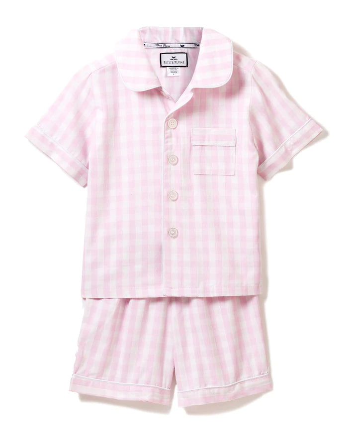 Pink Gingham Shorts Set
