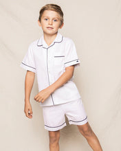 Load image into Gallery viewer, White w/ Navy Piping Shorts Set