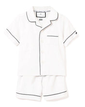 Load image into Gallery viewer, White w/ Navy Piping Shorts Set
