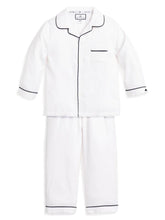Load image into Gallery viewer, White w/ Navy Piping Button Down Set