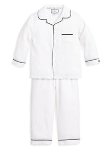White w/ Navy Piping Button Down Set