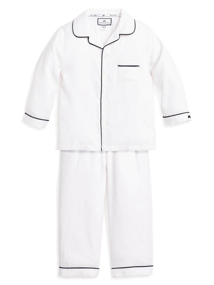 White w/ Navy Piping Button Down Set