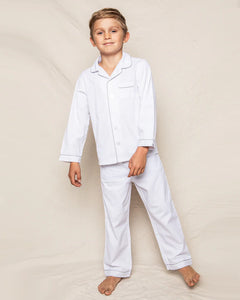 White w/ Gray Piping Button Down Set