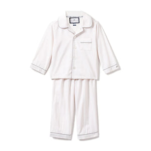 White w/ Gray Piping Button Down Set