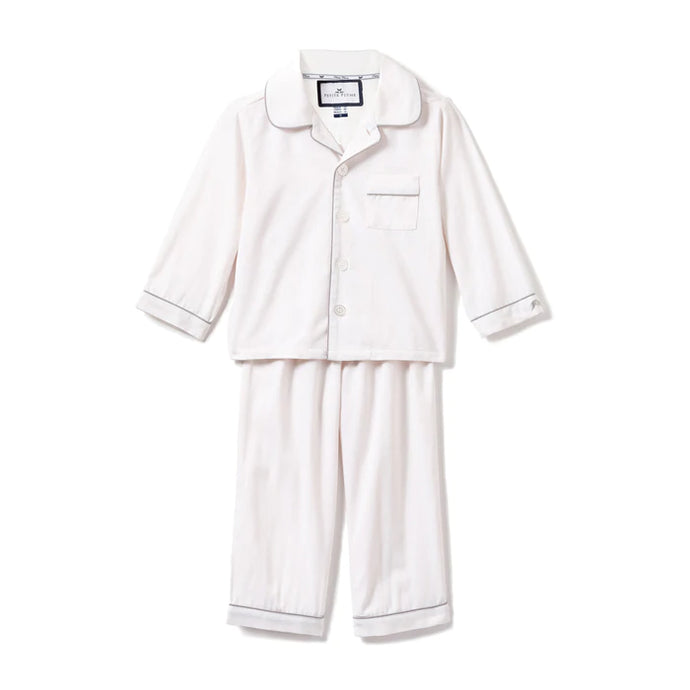 White w/ Gray Piping Button Down Set