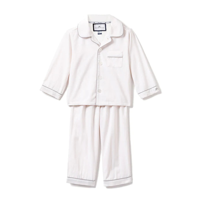 White w/ Gray Piping Button Down Set