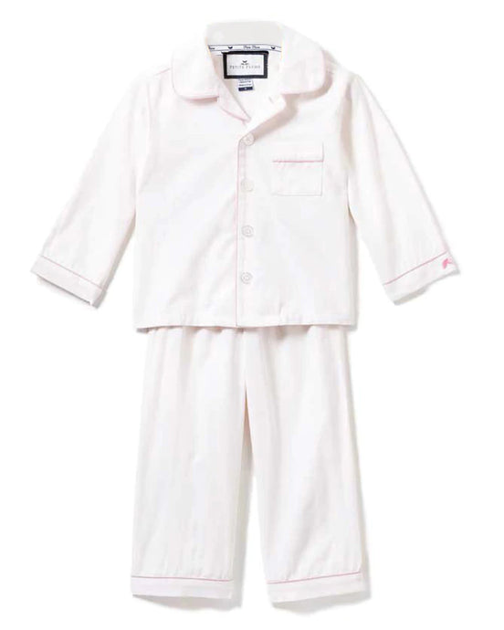 White w/ Pink Piping Button Down Set